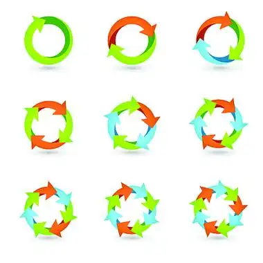 圆形彩色图标设置循环循环重复重做标志孤立的矢量图