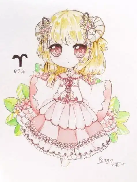 白羊座美少女简笔画 - 星座网12星座简笔画喜欢的可以收藏哟.