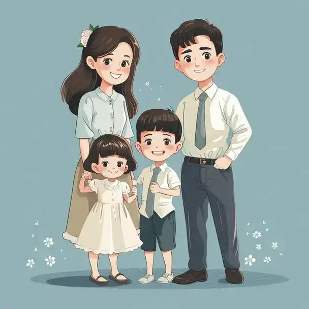 亲子头像|这套全家福亲子头像,儿女双全,幸福满满,不容错过