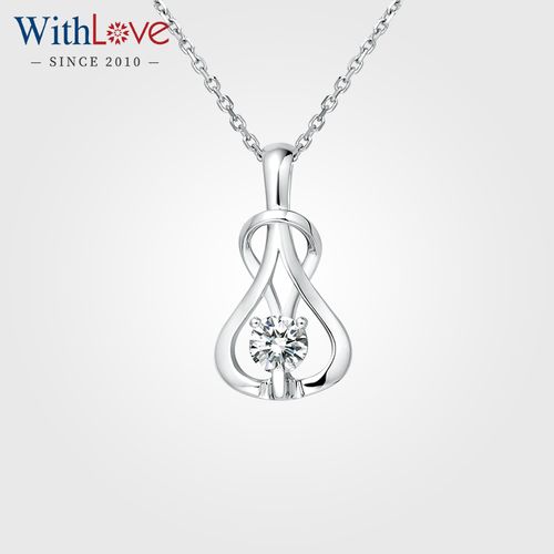 withlove 18k金真钻钻石吊坠 au750彩金高贵典雅女单钻项坠 拥爱