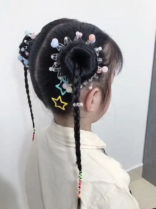这样扎双丸子头,清爽又好看#儿童编发 #日常编发