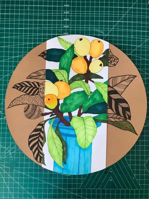 创意美术枇杷,适合6-12岁小朋友,创意线描画#儿童创意美术  #创意美术