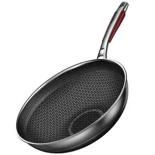 康巴赫五代煎炒锅炒菜锅30cm抗菌不锈钢少油烟双面屏pro蜂窝不粘锅5代