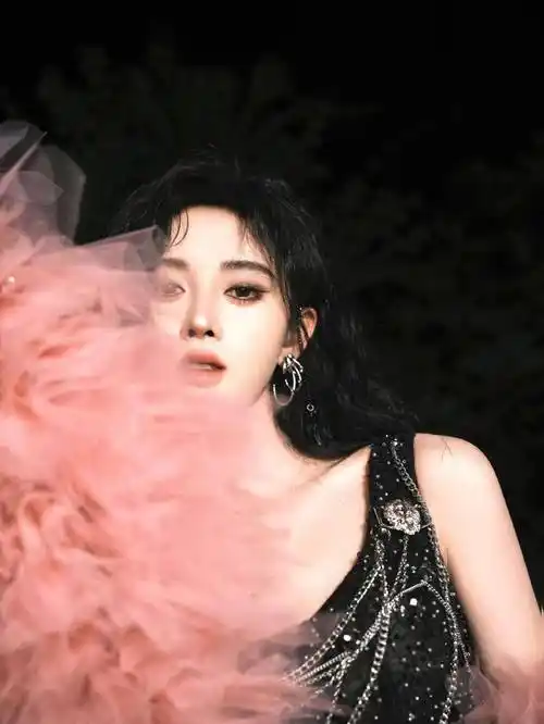 鞠婧祎生日写真甜飒十足着黑色亮片长裙超吸睛