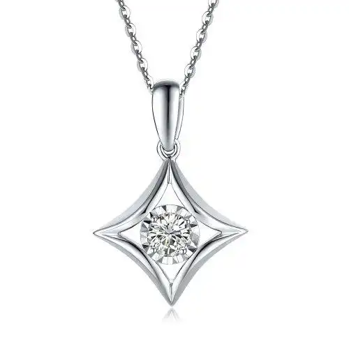 mingzuan/鸣钻国际钻石吊坠 pt950铂金钻石菱形吊坠项链 真钻石项坠