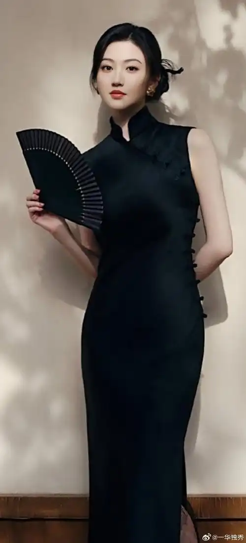 景甜黑色旗袍##明星时尚