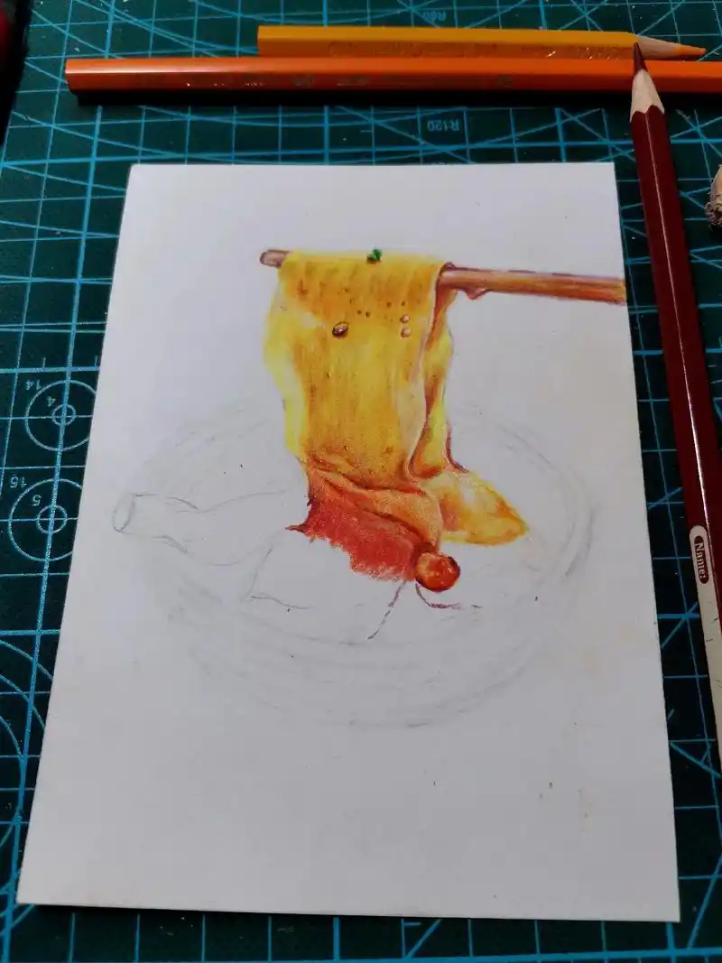 彩铅美食拉面凉面画法步骤图#画画教程 #抖音美食 #彩铅 # - 抖音