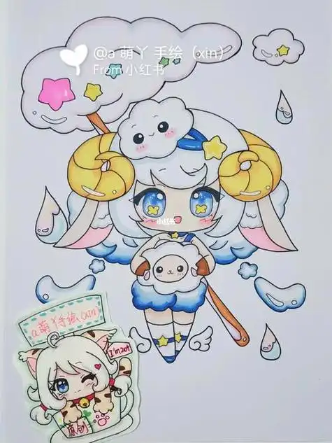 q版十二星座公主简笔画白羊