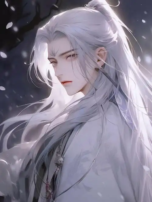 白毛控古风白发男生头像