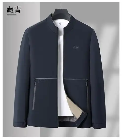 中年男士夹克薄款立领外套春秋季中老年人上衣爸爸秋装b09p50 - 17网