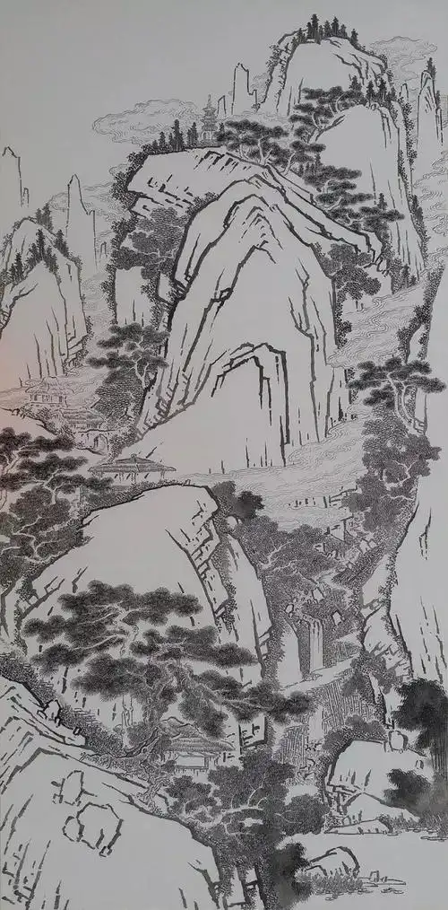 作品欣赏|杨秀臣工笔山水白描作品选