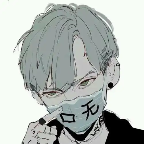 动漫男生头像银发口无口罩帅气