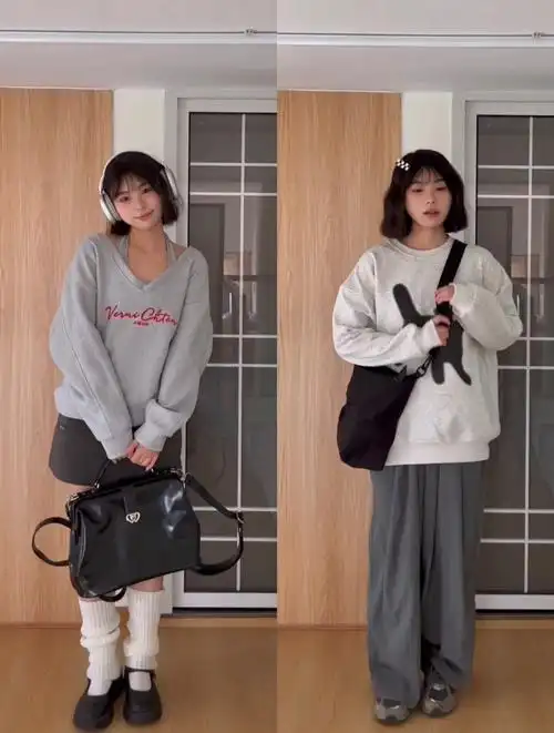 155小个子女生卫衣穿搭休闲学院学生党