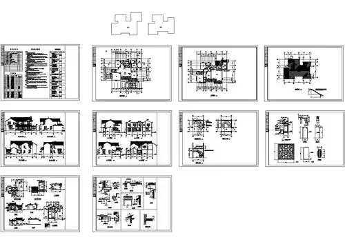 苏式江南二层别墅建筑结构水电施工图(含设计说明,目录)