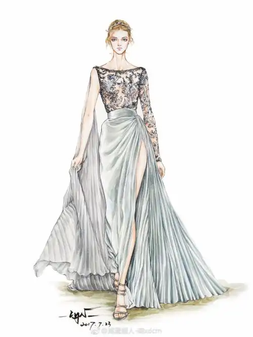 服装设计手稿##服装彩色效果图##服装设计##婚纱礼服##zuhairmurad