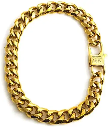 纯古巴链式手链 18k 优质金饰面