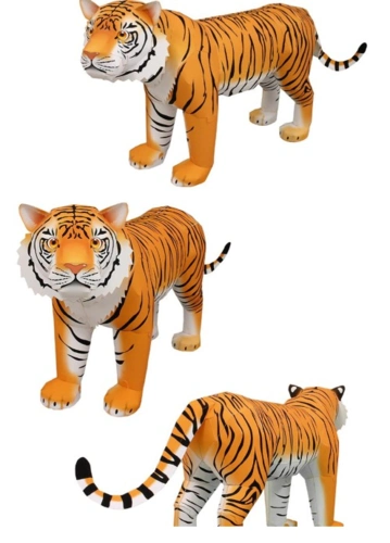 diy手工益智剪纸折纸_儿童仿真动物_老虎_3d立体拼装纸模型玩具