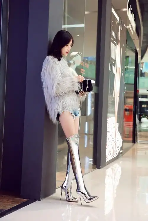 18年新款长靴超高超细跟高镜31-45码女鞋.定制筒围