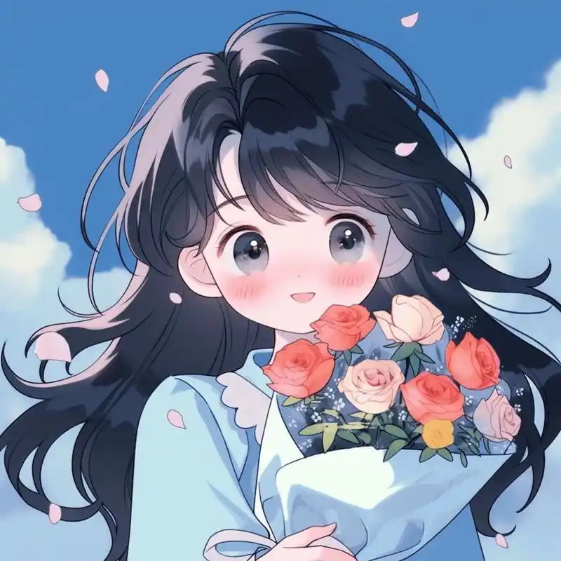 捧花情侣头像(女生版)#头像