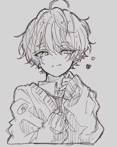 男生为主的动漫线稿不难寒假画画吧