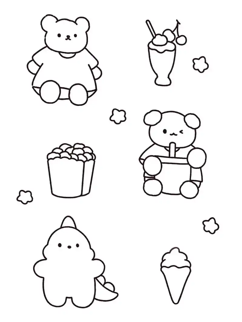 画可爱小动物98 卡通小动物 食物简笔画 附线稿可临摹喔 简单的线条