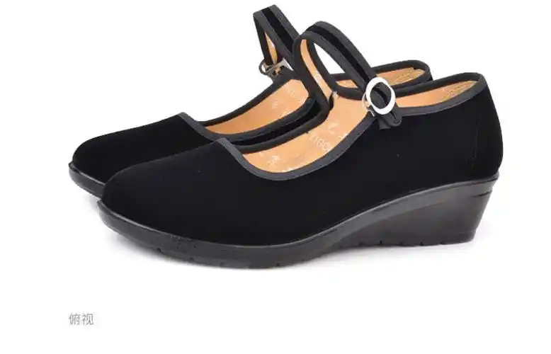 秋冬新品老北京布鞋女上班鞋方口鞋一带单鞋软底厚底酒店黑色职业工作