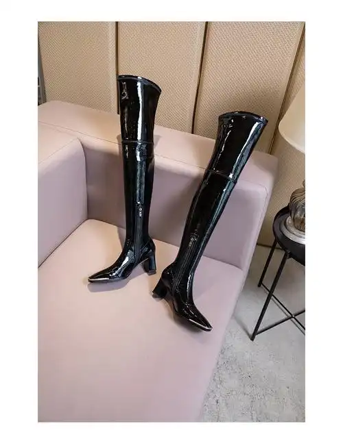 过膝超长高筒靴女士定制长筒靴过膝过膝超长靴女加宽筒欧美漆皮长靴女
