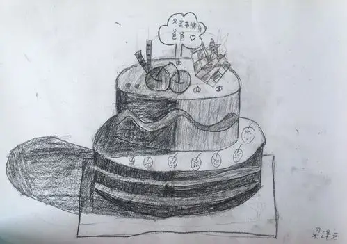 漠江美术趣味素描班《蛋糕》