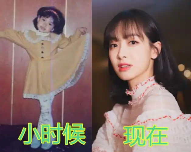 穿着一件黄色的小裙子非常时髦,而且小时候的宋茜长得就挺不错的,长大