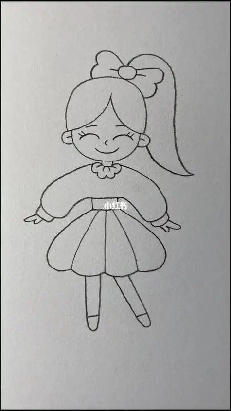 侧身站女孩简笔画