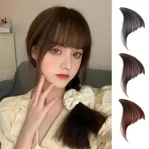 法式空气八字网红真发刘海假发女修脸两侧遮大脸自然隐形假发片
