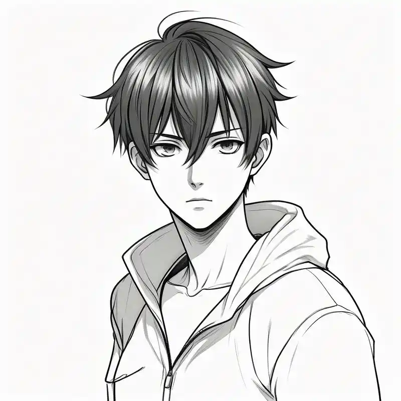 96动漫男生帅气黑白素描头像94