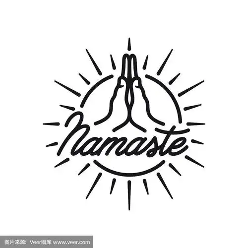 手绘合十礼标志瑜伽中心标志