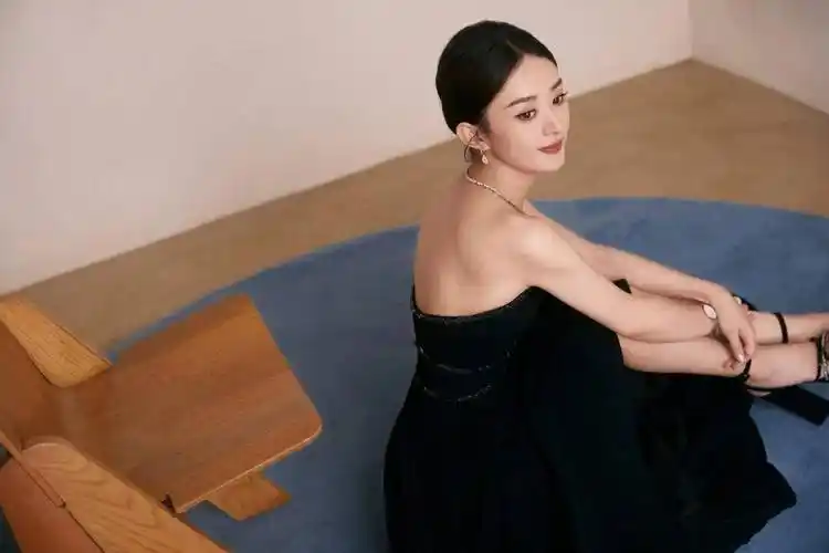 赵丽颖抹胸黑纱裙造型:优雅唯美,风韵犹存