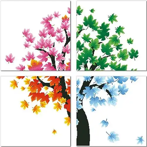 天绣宫世家 四季人生春夏秋冬四联画 丝线十字绣 天绣宫世家正品客厅