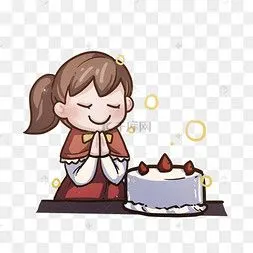 生日许愿的小女孩png