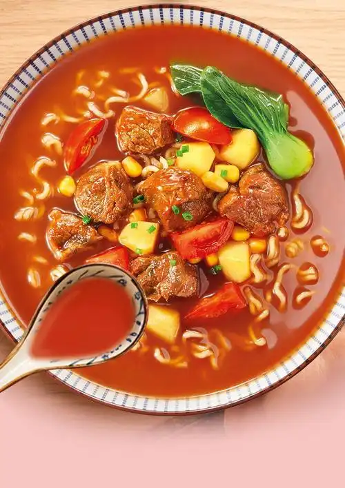 康师傅方便面熬制高汤泡面袋装 汤大师精炖番茄牛腩面5连包【图片