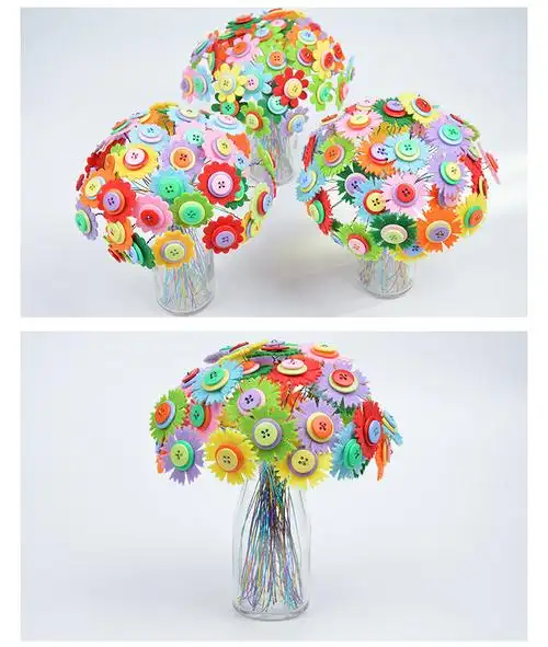 儿童创意diy纽扣花束手工制作材料包扣子花幼儿园玩具成人亲子画
