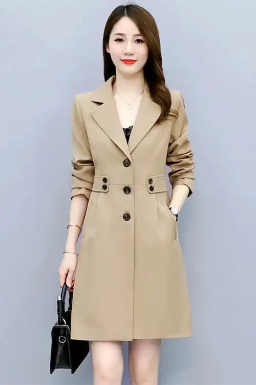 卡其色风衣外套女秋2021新款长袖小个子收腰显瘦气质高端 strong>上衣