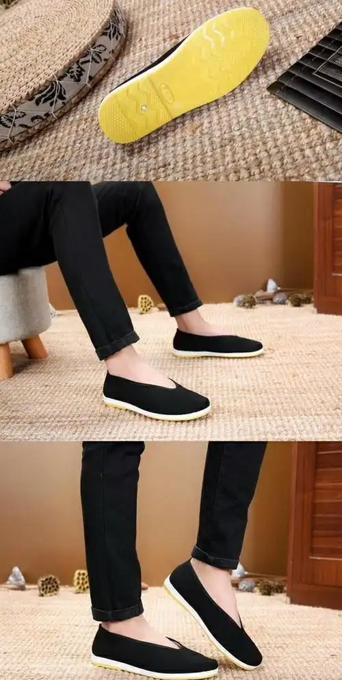 百搭工作传统相声鞋子布鞋色男男生老年松紧舒适黑色新款老式中老sn