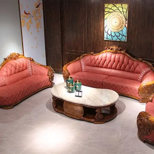 别墅欧式真皮沙发组合客厅美式家具红木全实木乌金木大户型牛皮