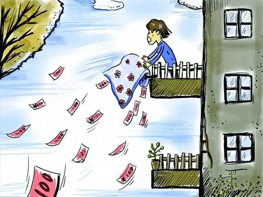 空中飘下八十张百元大钞温州马大哈晒被子洒钱雨