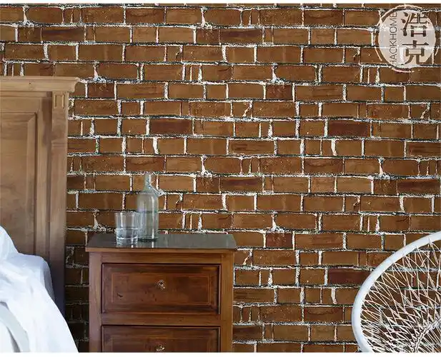 复古怀旧棕色仿砖纹墙纸自粘防水防潮pvc背胶贴纸客厅背景墙壁纸
