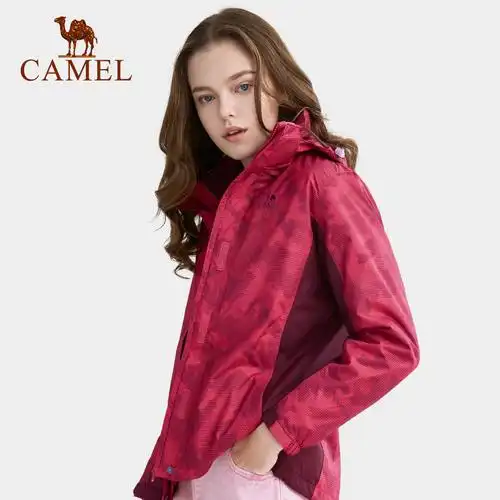 冲锋骆驼三合一户外女士防水透气潮牌两件件套冲锋衣