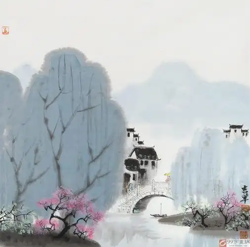 【已售】当代著名画家王寿 四尺斗方《烟雨江南》