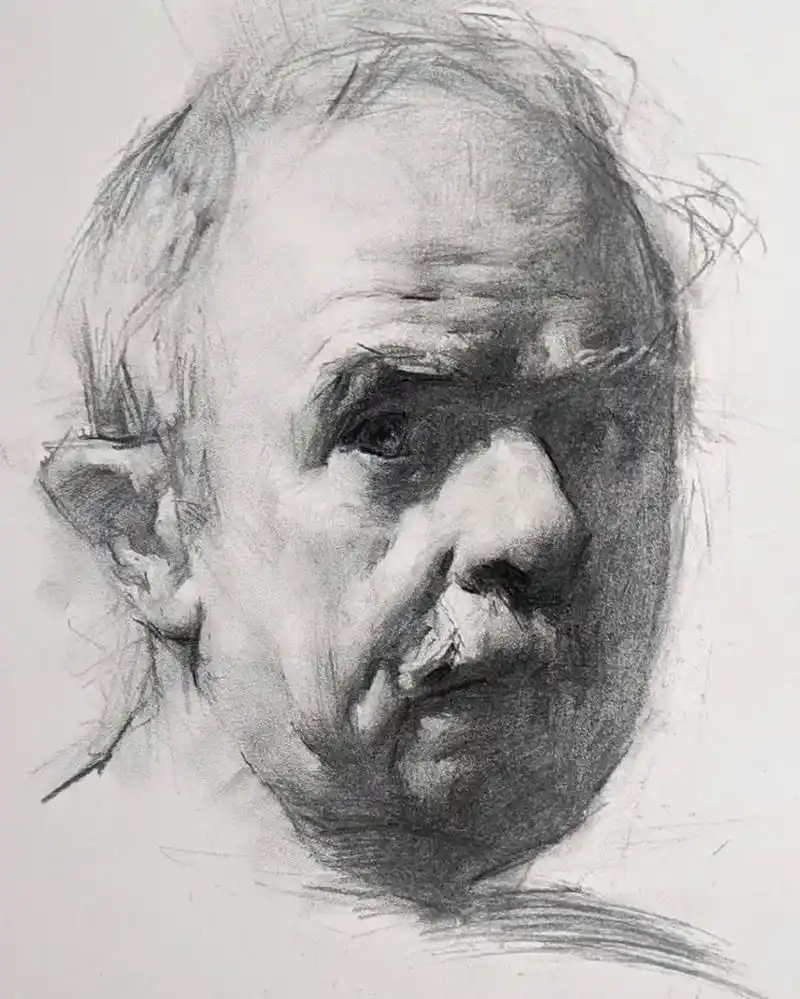 光影素描肖像|吴兆铭作品欣赏.轻松自如的挥写,画法流畅,明暗 - 抖音