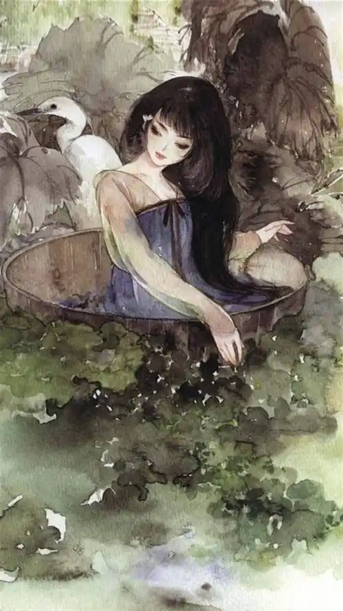 古风,手绘,中国风,插画,水彩,古风,手绘,中国风,美人如花,插画,手机