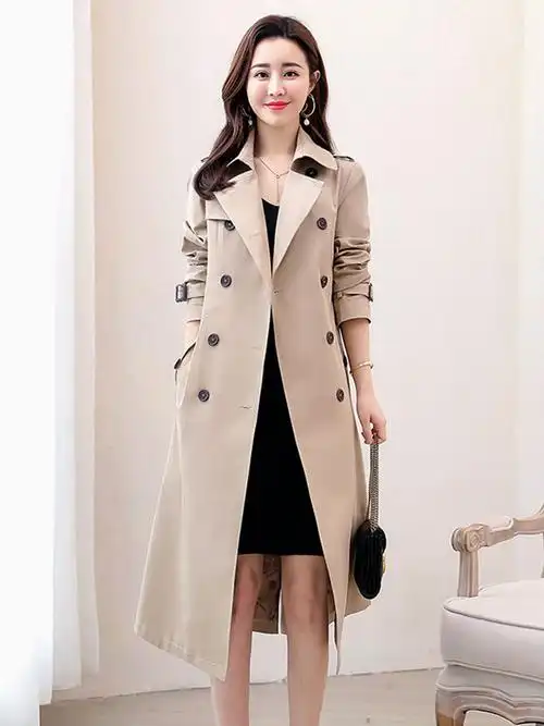 2021新款风衣女春秋韩版英伦风修身时尚休闲长款过膝大衣外套