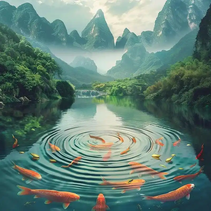 能量头像|山水头像|锦鲤头像合集.锦鲤游湖绕绿树,山青水秀 - 抖音