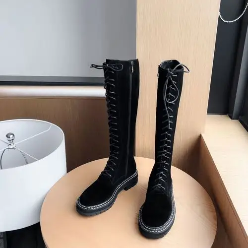 骑士靴女新款英伦个性高筒及膝长筒靴小个子厚底女靴子ysl